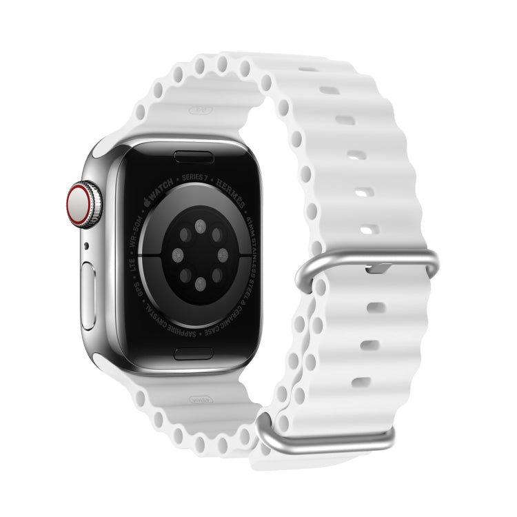 DUX DUCIS Sea Wave Silicone Watch Band For Apple Watch Series 8&7 45mm / SE 2&6&SE&5&4 44mm / 3&2&1 42mm(White) - Watch Bands by DUX DUCIS | Online Shopping UK | buy2fix