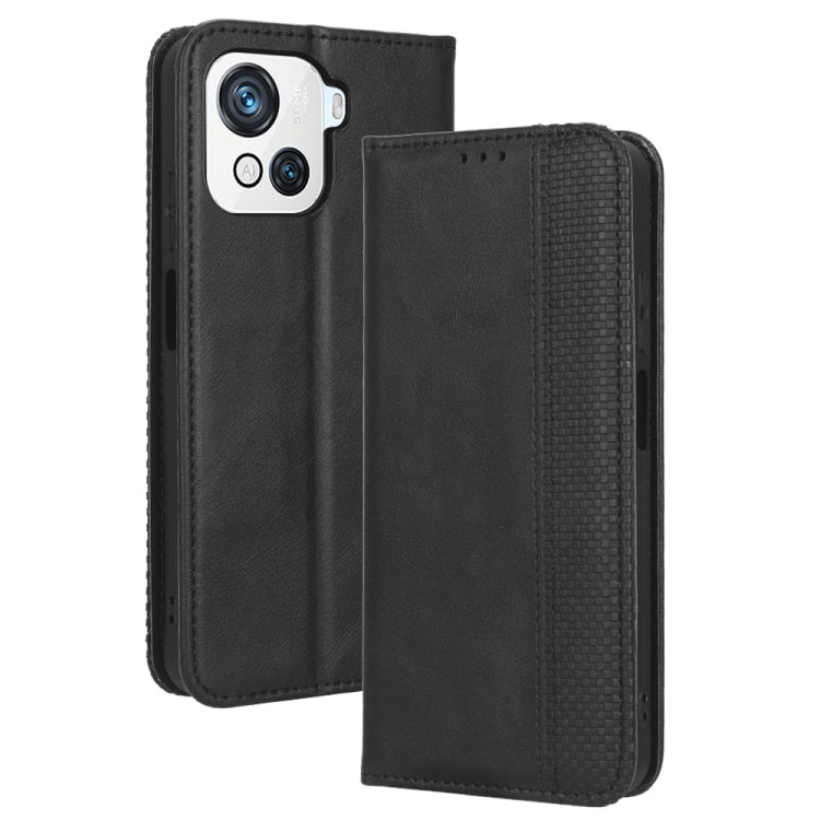 For Blackview OSCAL C80 Magnetic Buckle Retro Texture Leather Phone Case(Black) - More Brand by buy2fix | Online Shopping UK | buy2fix