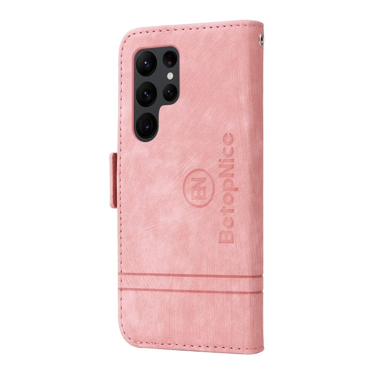 For Samsung Galaxy S23 Ultra 5G BETOPNICE Dual-side Buckle Leather Phone Case(Pink) - Galaxy S23 Ultra 5G Cases by BETOPNICE | Online Shopping UK | buy2fix