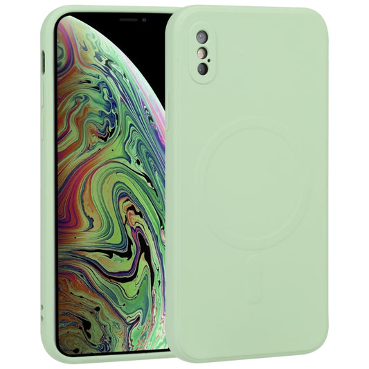 For iPhone XS Max Liquid Silicone Full Coverage Shockproof Magsafe Phone Case(Green) - More iPhone Cases by buy2fix | Online Shopping UK | buy2fix