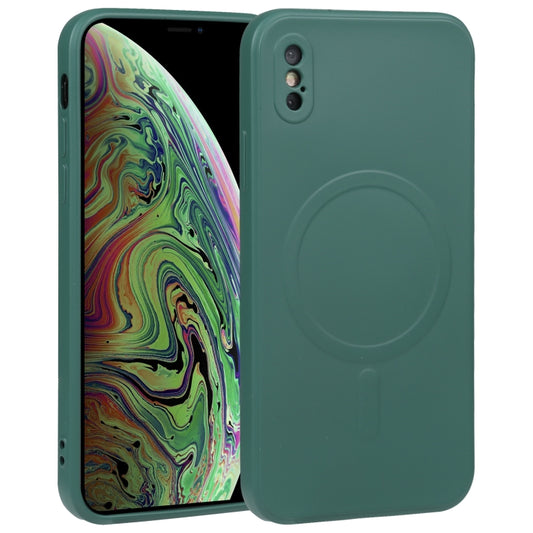 For iPhone XS Max Liquid Silicone Full Coverage Shockproof Magsafe Phone Case(Deep Green) - More iPhone Cases by buy2fix | Online Shopping UK | buy2fix