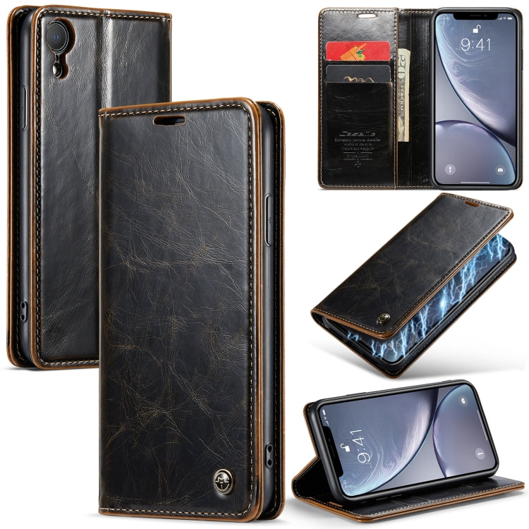 For iPhone XR CaseMe 003 Crazy Horse Texture Leather Phone Case(Coffee) - More iPhone Cases by CaseMe | Online Shopping UK | buy2fix