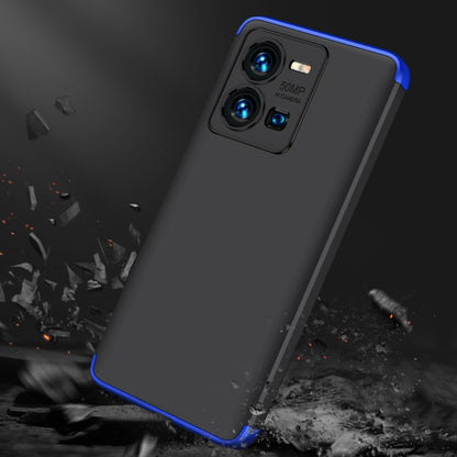 For vivo Y35 2022 GKK Three Stage Splicing Full Coverage PC Phone Case(Black Blue) - vivo Cases by GKK | Online Shopping UK | buy2fix