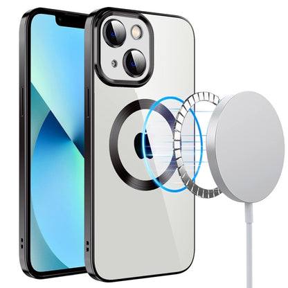 For iPhone 13 Electroplating MagSafe TPU Phone Case with Lens Film(Black) - iPhone 13 Cases by buy2fix | Online Shopping UK | buy2fix