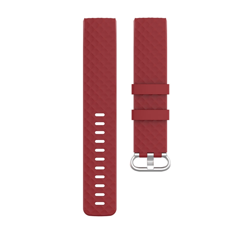 18mm Silver Color Buckle TPU Wrist Strap Watch Band for Fitbit Charge 4 / Charge 3 / Charge 3 SE, Size: L(Red) - Watch Bands by buy2fix | Online Shopping UK | buy2fix