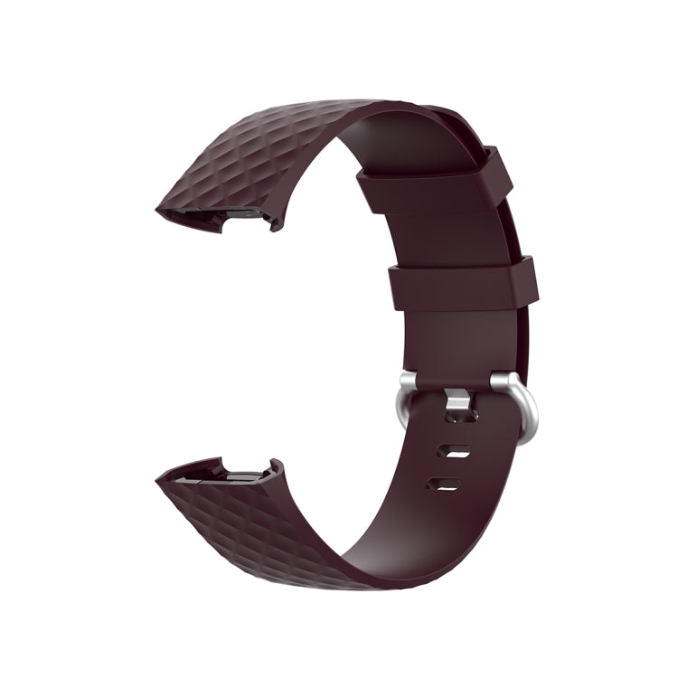 18mm Silver Color Buckle TPU Wrist Strap Watch Band for Fitbit Charge 4 / Charge 3 / Charge 3 SE, Size: L(Rosewood) - Watch Bands by buy2fix | Online Shopping UK | buy2fix