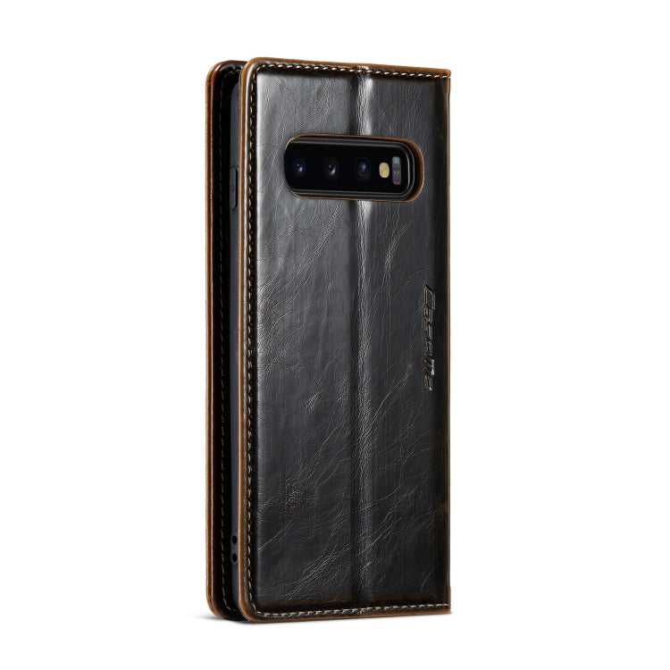 For Samsung Galaxy S10 CaseMe 003 Crazy Horse Texture Leather Phone Case(Coffee) - Galaxy Phone Cases by CaseMe | Online Shopping UK | buy2fix