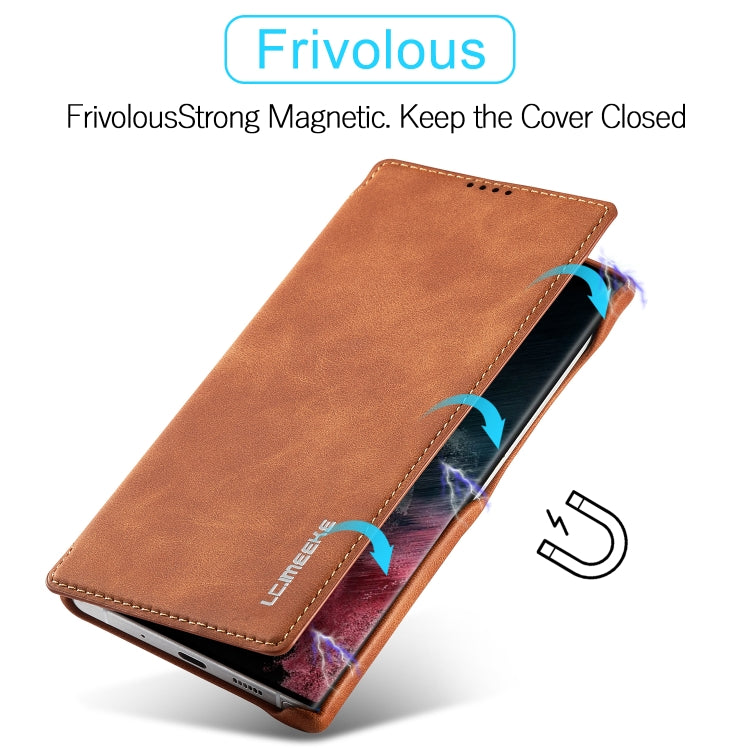 For Samsung Galaxy S23 Ultra 5G LC.IMEEKE Hon Ancient Series Horizontal Flip Leather Phone Case(Brown) - Galaxy S23 Ultra 5G Cases by LC.IMEEKE | Online Shopping UK | buy2fix