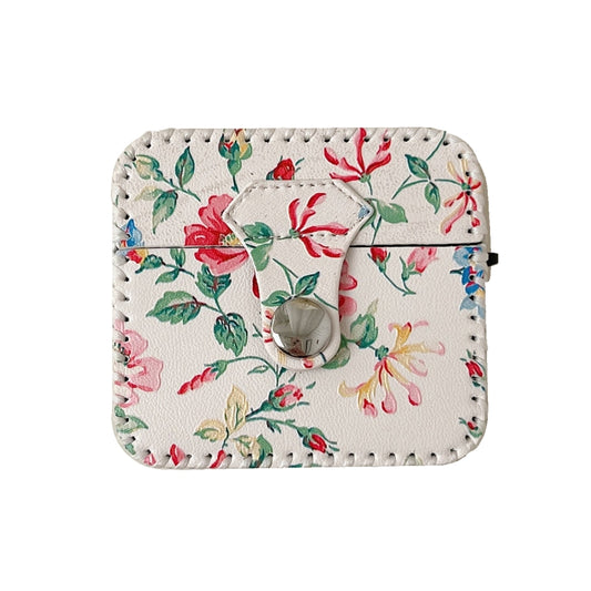 For AirPods 1/2 White Floral PU Leather Wireless Earphone Case - For AirPods 1/2 by buy2fix | Online Shopping UK | buy2fix