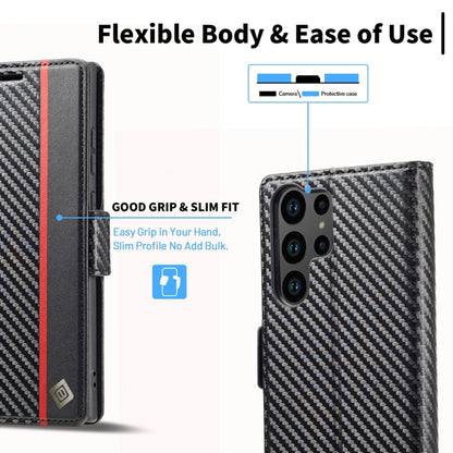 For Samsung Galaxy S23 Ultra 5G LC.IMEEKE Carbon Fiber PU + TPU Horizontal Flip Leather Phone Case(Vertical Black) - Galaxy S23 Ultra 5G Cases by LC.IMEEKE | Online Shopping UK | buy2fix