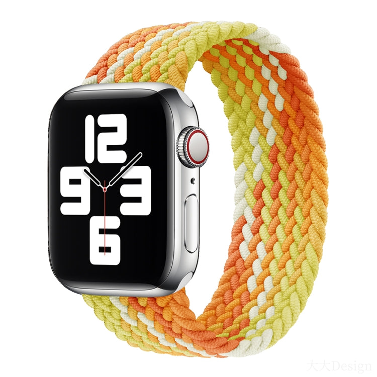 Nylon Single-turn Braided Watch Band For Apple Watch Ultra 49mm&Watch Ultra 2 49mm / Series 9&8&7 45mm / SE 3&SE 2&6&SE&5&4 44mm / 3&2&1 42mm, Length:145mm(Yellow Orange) - Watch Bands by buy2fix | Online Shopping UK | buy2fix