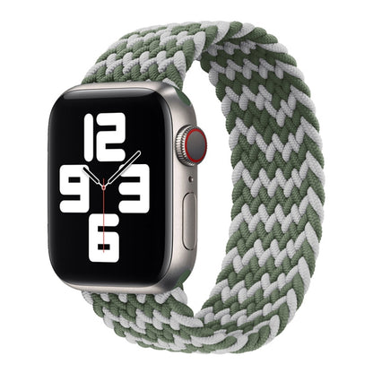 Nylon Single-turn Braided Watch Band For Apple Watch Ultra 49mm&Watch Ultra 2 49mm / Series 9&8&7 45mm / SE 3&SE 2&6&SE&5&4 44mm / 3&2&1 42mm, Length:145mm(W Green Grey) - Watch Bands by buy2fix | Online Shopping UK | buy2fix