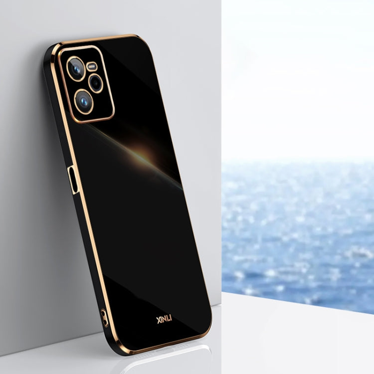 For Realme C35 XINLI Straight 6D Plating Gold Edge TPU Phone Case(Black) - Realme Cases by buy2fix | Online Shopping UK | buy2fix