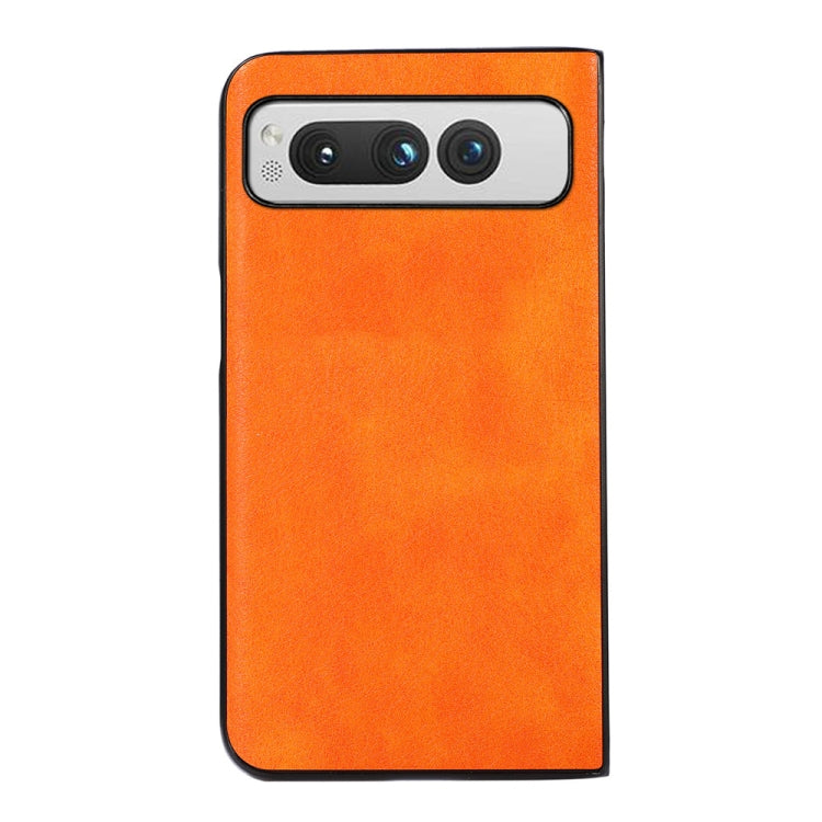 For Google Pixel Fold Two-color Litchi Texture PU Phone Case(Orange) - Google Cases by buy2fix | Online Shopping UK | buy2fix