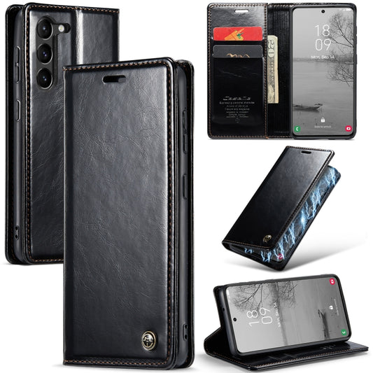 For Samsung Galaxy S23 5G CaseMe 003 Crazy Horse Texture Leather Phone Case(Black) - Galaxy S23 5G Cases by CaseMe | Online Shopping UK | buy2fix