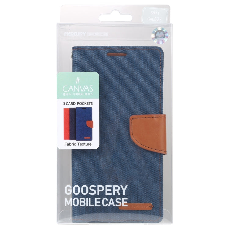 For Samsung Galaxy S23 5G GOOSPERY CANVAS DIARY Fabric Texture Flip Leather Phone Case(Navy Blue) - Galaxy S23 5G Cases by GOOSPERY | Online Shopping UK | buy2fix