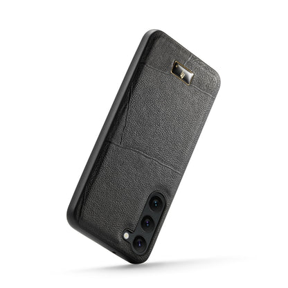 For Samsung Galaxy S23 5G Fierre Shann Leather Texture Phone Back Cover Case(Ox Tendon Black) - Galaxy S23 5G Cases by FIERRE SHANN | Online Shopping UK | buy2fix