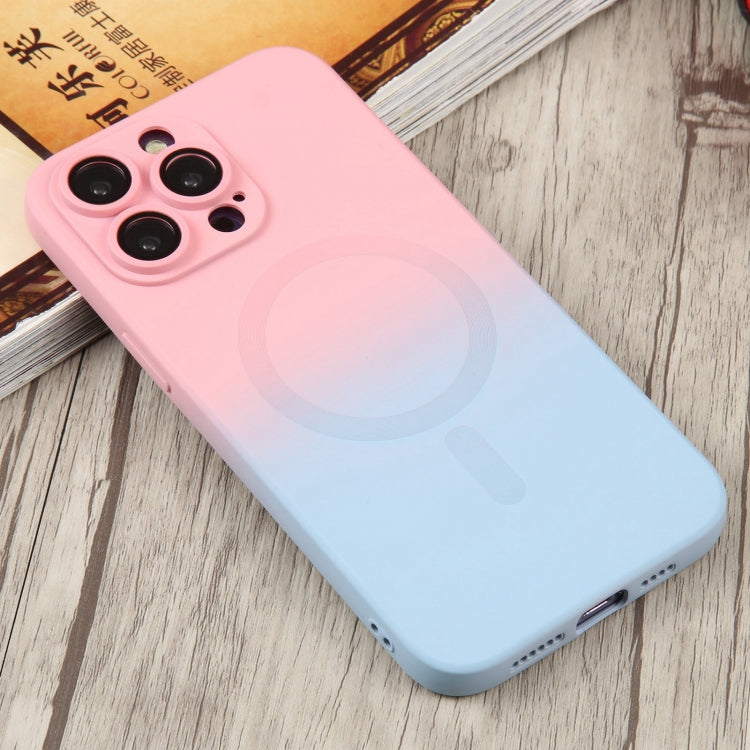 For iPhone 12 Pro Liquid TPU Silicone Gradient MagSafe Phone Case(Pink Blue) - iPhone 12 / 12 Pro Cases by buy2fix | Online Shopping UK | buy2fix