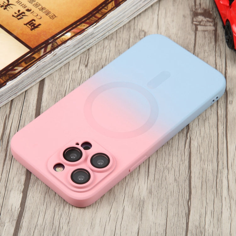 For iPhone 12 Pro Liquid TPU Silicone Gradient MagSafe Phone Case(Pink Blue) - iPhone 12 / 12 Pro Cases by buy2fix | Online Shopping UK | buy2fix
