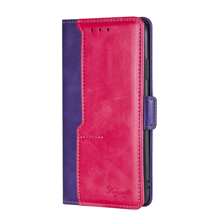 For OnePlus 11 Contrast Color Side Buckle Leather Phone Case(Purple + Rose Red) - OnePlus Cases by buy2fix | Online Shopping UK | buy2fix