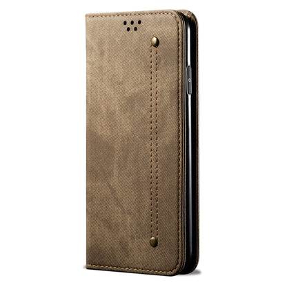 For OnePlus 11 Denim Texture Flip Leather Phone Case(Khaki) - OnePlus Cases by buy2fix | Online Shopping UK | buy2fix