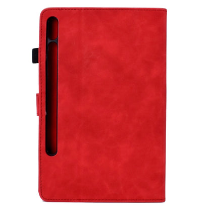 For Samsung Galaxy Tab S7 / S8 Peony Butterfly Embossed Leather Smart Tablet Case(Red) - Galaxy Tab S7 by buy2fix | Online Shopping UK | buy2fix