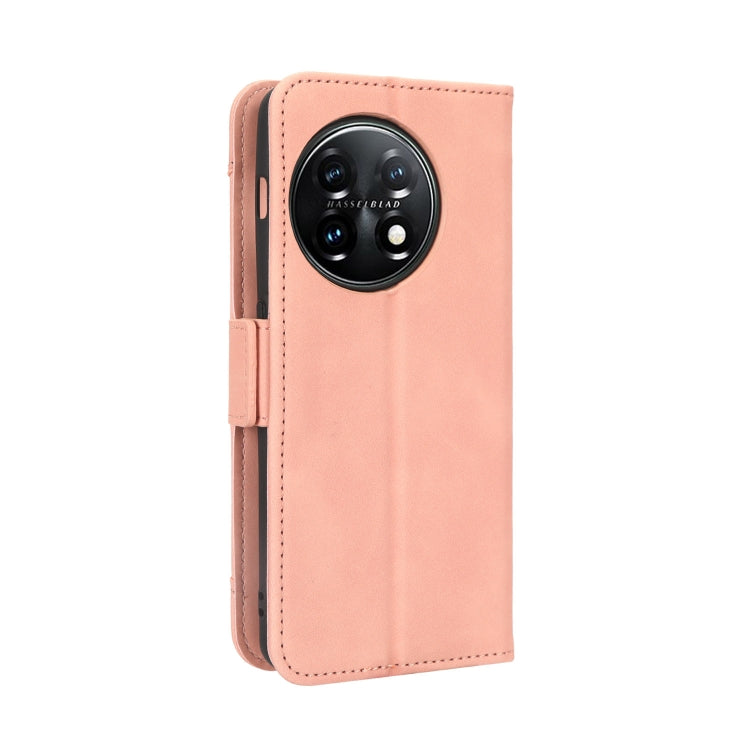 For OnePlus 11 5G Skin Feel Calf Texture Card Slots Leather Phone Case(Pink) - OnePlus Cases by buy2fix | Online Shopping UK | buy2fix