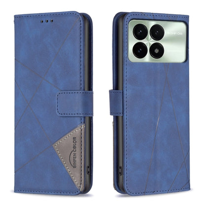 For Xiaomi Redmi K70 / K70 Pro Magnetic Buckle Rhombus Texture Leather Phone Case(Blue) - K70 Pro Cases by buy2fix | Online Shopping UK | buy2fix