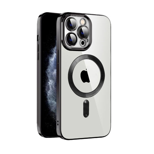 For iPhone 11 Pro Max CD Texture Plating TPU MagSafe Phone Case with Lens Film(Black) - iPhone 11 Pro Max Cases by buy2fix | Online Shopping UK | buy2fix