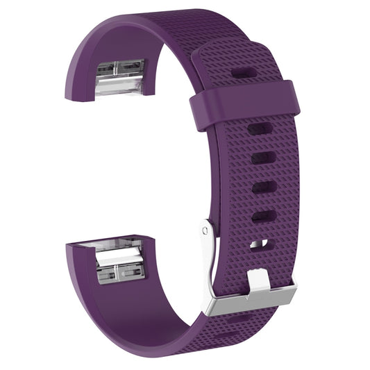 For Fitbit Charge 2 Common Texture Silicone  Watch Band with Buckle, Size:S(Purple) - Watch Bands by buy2fix | Online Shopping UK | buy2fix