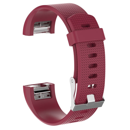 For Fitbit Charge 2 Common Texture Silicone  Watch Band with Buckle, Size:S(Rose Red) - Watch Bands by buy2fix | Online Shopping UK | buy2fix
