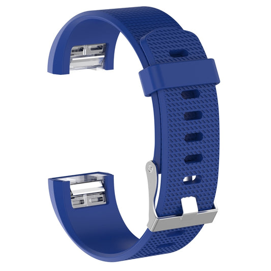 For Fitbit Charge 2 Common Texture Silicone  Watch Band with Buckle, Size:S(Dark Blue) - Watch Bands by buy2fix | Online Shopping UK | buy2fix