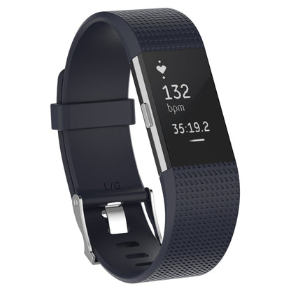 For Fitbit Charge 2 Common Texture Silicone  Watch Band with Buckle, Size:L(Black) - Watch Bands by buy2fix | Online Shopping UK | buy2fix