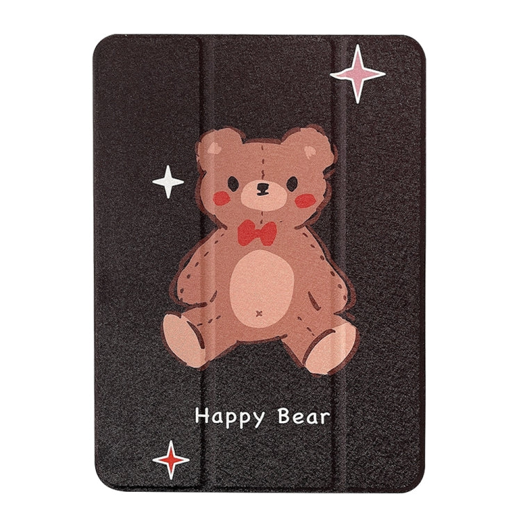 For iPad Air 11 2024 / iPad Pro 11 2022 / 2021 / 2020 / 2018 Acrylic Painted 3-fold Holder Leather Tablet Case(Happy Bear) - iPad Pro 11 (2022/2021) Cases by buy2fix | Online Shopping UK | buy2fix