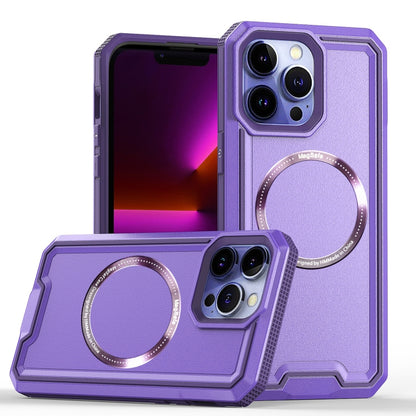 For iPhone 13 Pro Max Armour Two-color MagSafe Magnetic TPU + PC Phone Case(Purple) - iPhone 13 Pro Max Cases by buy2fix | Online Shopping UK | buy2fix