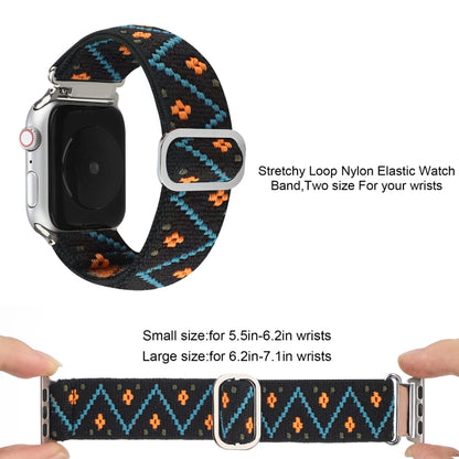 For Apple Watch Ultra 49mm&Watch Ultra 2 49mm / Series 9&8&7 45mm / SE 3&SE 2&6&SE&5&4 44mm / 3&2&1 42mm Buckle Elastic Nylon Watch Band(Black Green) - Watch Bands by buy2fix | Online Shopping UK | buy2fix