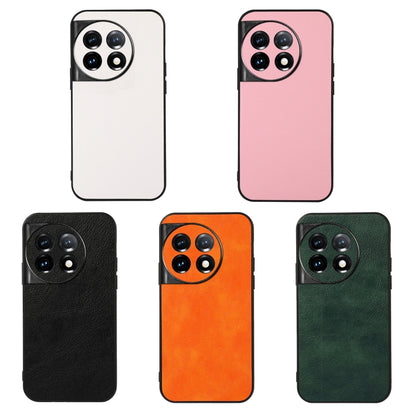 For OnePlus 11 5G Accurate Hole Two-color Litchi Texture PU Phone Case(Orange) - OnePlus Cases by buy2fix | Online Shopping UK | buy2fix