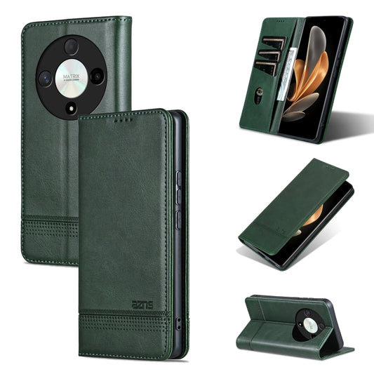 For Honor Magic6 Lite 5G/X9b AZNS Magnetic Calf Texture Flip Leather Phone Case(Dark Green) - Honor Cases by AZNS | Online Shopping UK | buy2fix