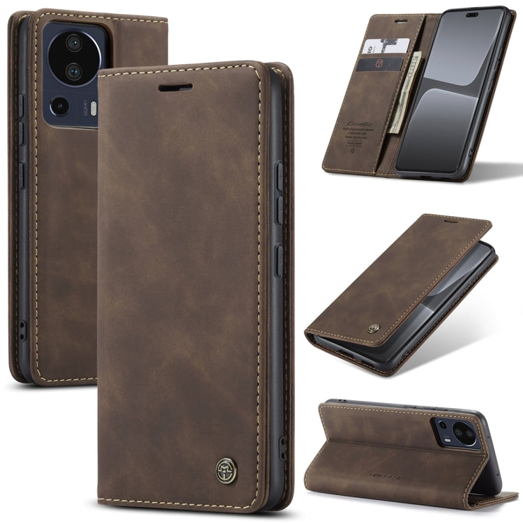 For Xiaomi 13 Lite CaseMe 013 Multifunctional Horizontal Flip Leather Phone Case(Coffee) - Xiaomi Cases by CaseMe | Online Shopping UK | buy2fix