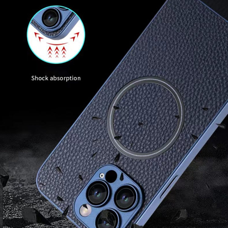 For iPhone 14 Pro Skin Feel Litchi Texture MagSafe Magnetic Phone Case(Brown) - iPhone 14 Pro Cases by buy2fix | Online Shopping UK | buy2fix