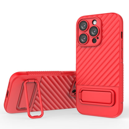 For iPhone 14 Pro Wavy Texture TPU Phone Case with Lens Film(Red) - iPhone 14 Pro Cases by buy2fix | Online Shopping UK | buy2fix