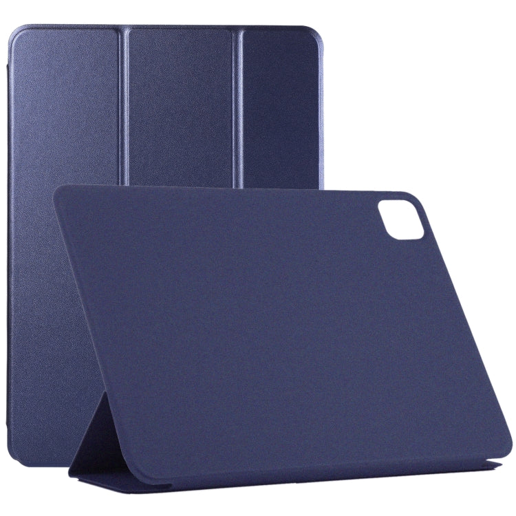 For iPad Air 13 2024 / Pro 12.9 2020 Non-buckle Double-sided Magnetic Flip Leather Tablet Case With Holder & Sleep / Wake-up Function(Dark Blue) - iPad Pro 12.9 (2020) Cases by buy2fix | Online Shopping UK | buy2fix