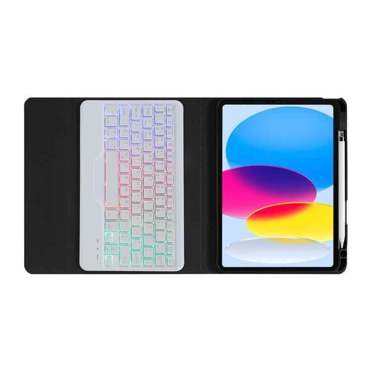 For iPad 10th Gen 10.9 2022 B10S Triangle Holder Three-color Backlight Bluetooth Keyboard Leather Case(Rainbow) - Universal by buy2fix | Online Shopping UK | buy2fix