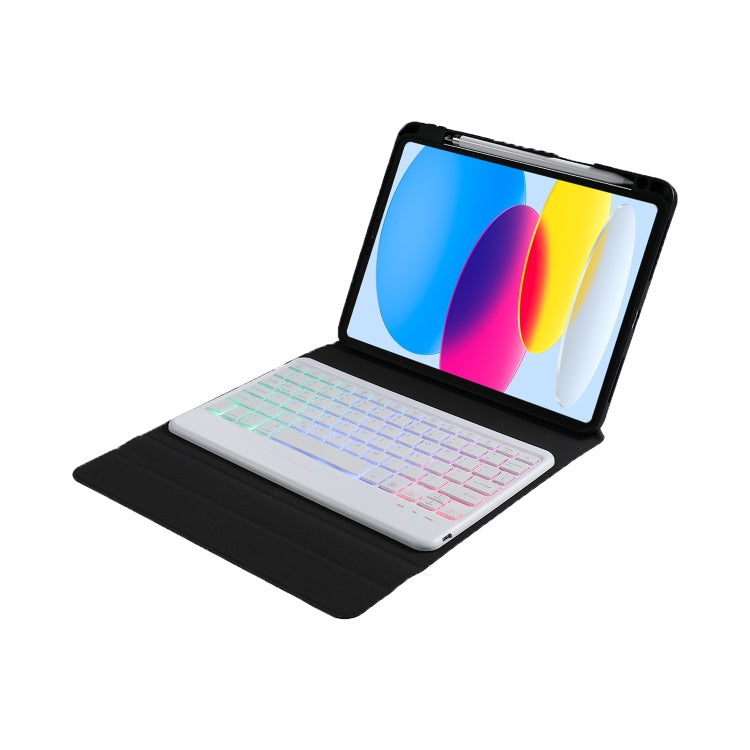 For iPad 2025 / 2022 B10S Triangle Holder Three-color Backlight Bluetooth Keyboard Leather Case(Rainbow) - Universal by buy2fix | Online Shopping UK | buy2fix