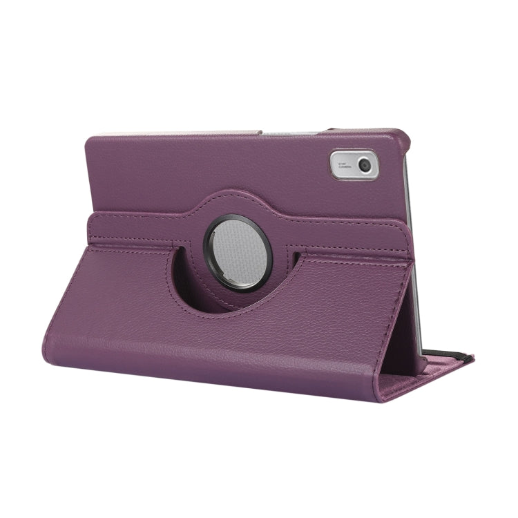 For Lenovo Tab M9 360 Degree Rotation Litchi Texture Tablet Leather Case with Holder(Purple) - Lenovo by buy2fix | Online Shopping UK | buy2fix