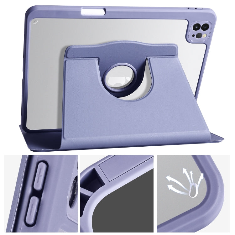 Acrylic 360 Degree Rotation Holder Tablet Leather Case For iPad Air 13 2025 / 2024 / Pro 12.9 2022(Lavender Purple) - iPad Pro 12.9 (2022/2021) Cases by buy2fix | Online Shopping UK | buy2fix