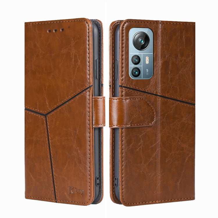 For Blackview A85 Geometric Stitching Flip Leather Phone Case(Light Brown) - More Brand by buy2fix | Online Shopping UK | buy2fix