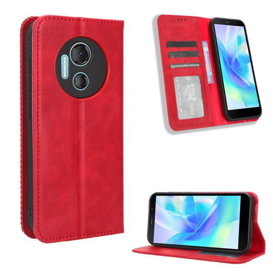 For Doogee X97 / X97 Pro Magnetic Buckle Retro Texture Leather Phone Case(Red) - Doogee Cases by buy2fix | Online Shopping UK | buy2fix