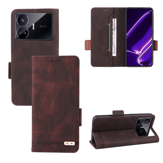 For Realme GT Neo5 SE Magnetic Clasp Leather Phone Case(Brown) - Realme Cases by buy2fix | Online Shopping UK | buy2fix