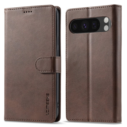 For Google Pixel 9 Pro XL LC.IMEEKE Calf Texture Flip Leather Phone Case(Brown) - Google Cases by LC.IMEEKE | Online Shopping UK | buy2fix